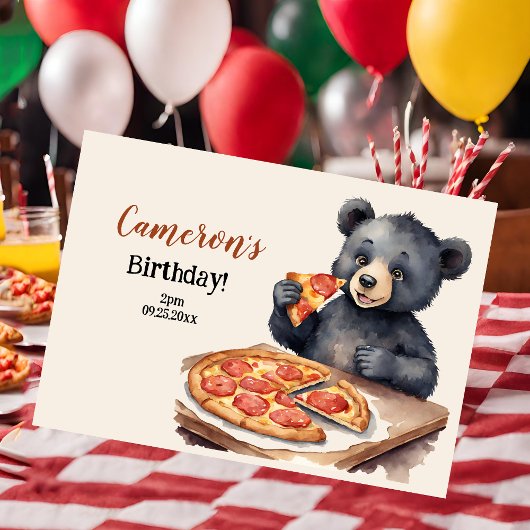 Cute Woodland Beer Pizzaverjaardagsfeestje Kaart