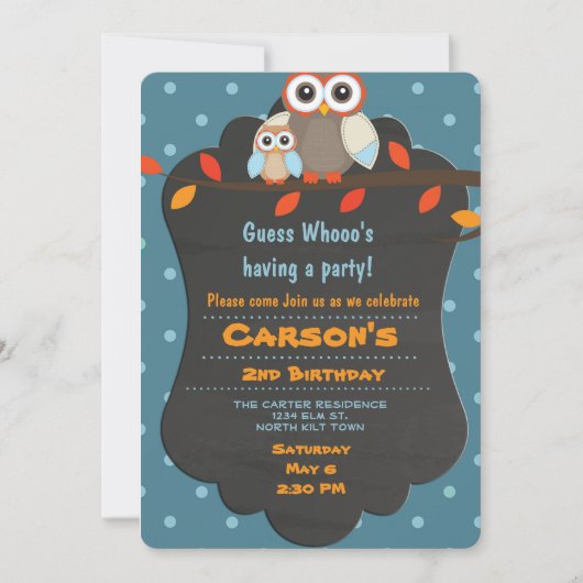 Cute Woodland Birthday Owl Kaart (Voorkant)
