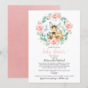 Cute Woodland Bloemen Groene Baby Shower Per Post Kaart