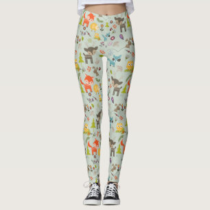 Cute Woodland Creaters Animal Pattern Leggings