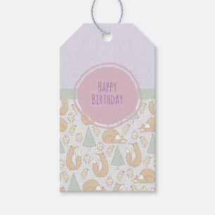 Cute Woodland Creattern Pattern Happy Birthday Cadeaulabel