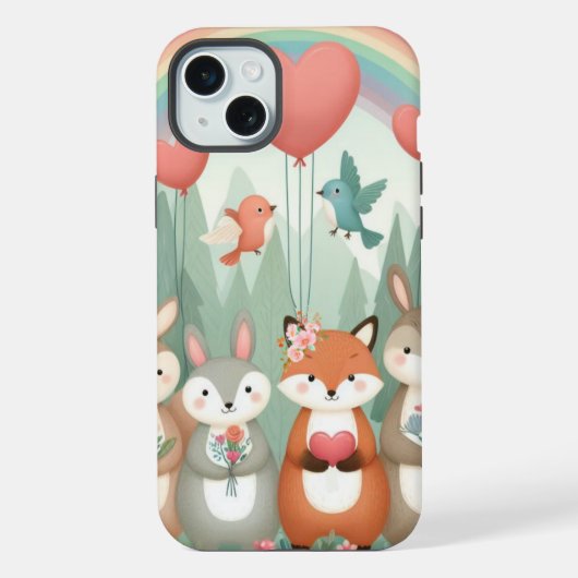 Cute Woodland Creature arc-en-ciel valentine's (Verso)