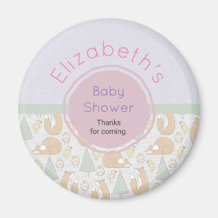 Cute Woodland Creatures Baby shower Dank u Magneet