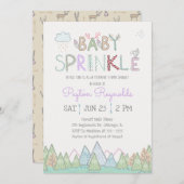 Cute Woodland Créatures Baby Sprinkle Invitation (Devant / Derrière)