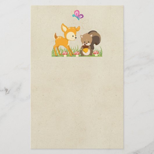 Cute Woodland Creatures Cartoon Illustration Briefpapier (Voorkant)