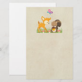 Cute Woodland Creatures Cartoon Illustration Briefpapier (Voorkant / Achterkant)