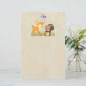 Cute Woodland Creatures Cartoon Illustration Briefpapier (Staand voorkant)