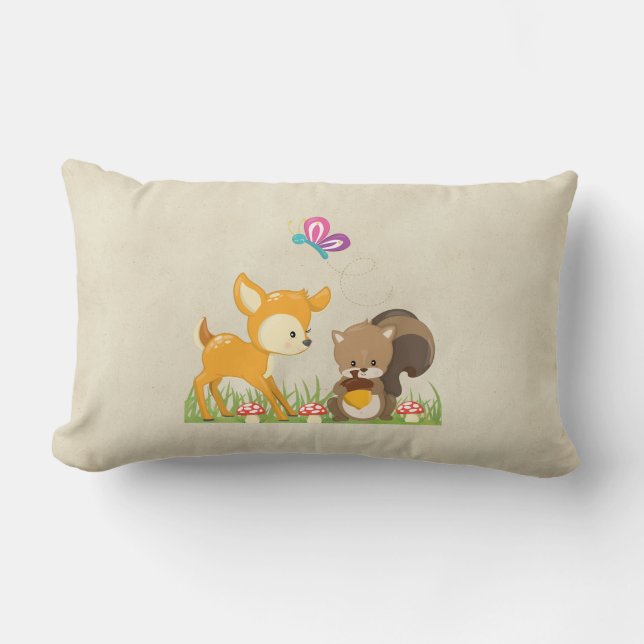 Cute Woodland Creatures Cartoon Illustration Kussen (Voorkant)