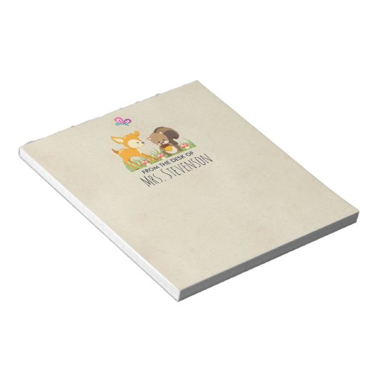 Cute Woodland Creatures Cartoon Illustration Notitieblok (Schuin)