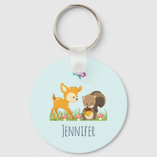 Cute Woodland Creatures Cartoon Illustration Sleutelhanger