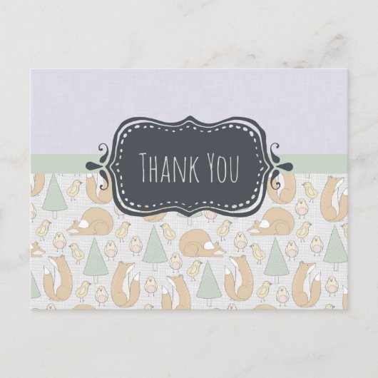 Cute Woodland Creatures Pattern Hartelijk dank Briefkaart (Voorkant)