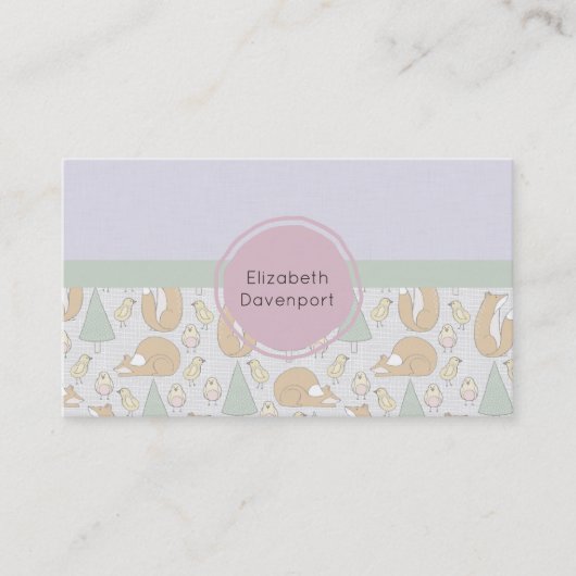 Cute Woodland Creatures Pattern Visitekaartje (Voorkant)