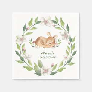 Cute Woodland Deer Floral Greenery Baby shower  Servet
