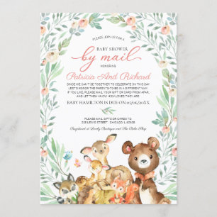 Cute Woodland Dieren Groene Baby Shower Per Post Kaart