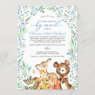 Cute Woodland Dieren Groene Baby Shower Per Post Kaart