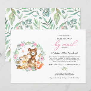 Cute Woodland Dieren Groene Baby Shower Per Post Kaart