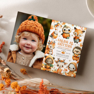 Cute Woodland Dieren Herfst Kinderen Verjaardag Fo Kaart