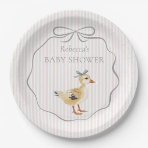 Cute Woodland Eendje Waterverf Meisje Baby Shower Papieren Bordje