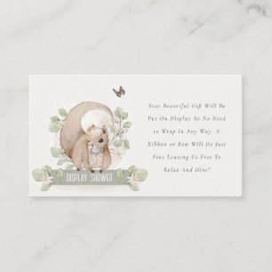 Cute Woodland Floral Squirrel Display Baby shower Informatiekaartje