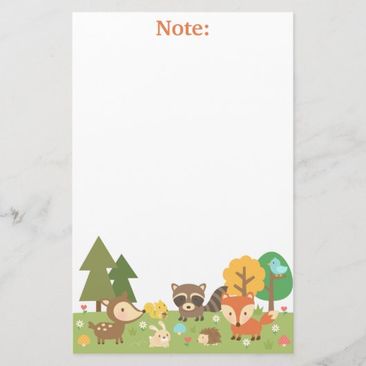 Cute Woodland Forest Animals en Creaters Briefpapier (Voorkant)