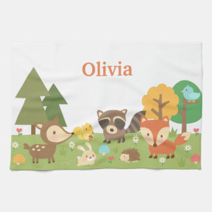 Cute Woodland Forest Animals en Creaters Theedoek