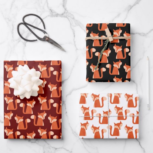 Cute Woodland Forest Fox Pattern Inpakpapier Vel (Voorkant)