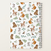 Cute Woodland Forest Greenermals Monogram Notitieboek (Achterkant)