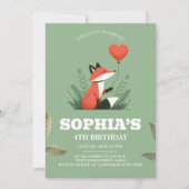 Cute Woodland Fox 4e Invitations d'anniversaire (Devant)