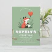 Cute Woodland Fox 4e Invitations d'anniversaire (Debout devant)