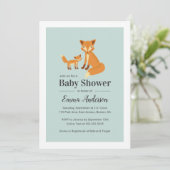 Cute Woodland Fox Baby shower Invitation - Boy Kaart (Staand voorkant)