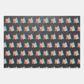 Cute Woodland Fox Black Kerstmis Inpakpapier Vel (Voorkant 2)