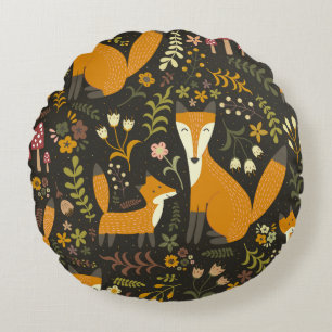 Cute Woodland Fox Pattern Bedroom of Nursery Rond Kussen