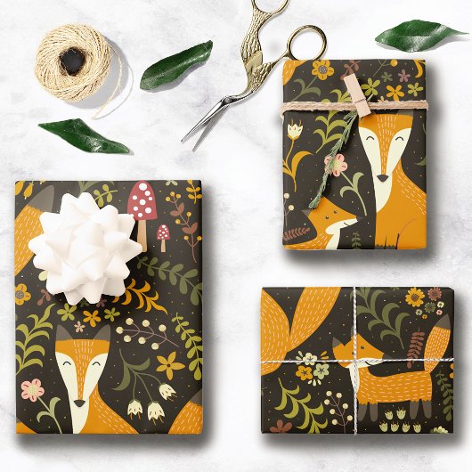 Cute Woodland Fox Pattern Inpakpapier Vel