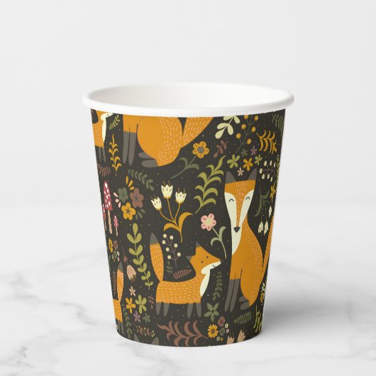 Cute Woodland Fox Pattern Papieren Bekers (Achterkant)