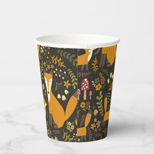 Cute Woodland Fox Pattern Papieren Bekers (Rechts)
