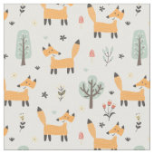 Cute Woodland Fox Pattern Stof (Close Up)