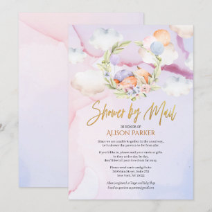 Cute Woodland Fox Pink Sky Baby shower per post Kaart