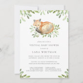 Cute Woodland Fox Virtual Baby shower Kaart (Voorkant)