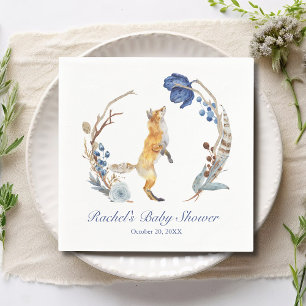 Cute Woodland Fox Waterverf Floral Baby shower Servet