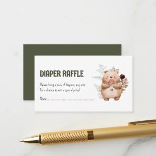 Cute Woodland Friends Luier Raffle Informatiekaartje