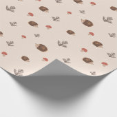 Cute Woodland Hedégel & Mushroom Pattern Cadeaupapier (Hoek)