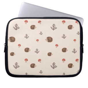 Cute Woodland Hedégel & Mushroom Pattern Laptop Sleeve