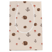 Cute Woodland Hedégel & Mushroom Pattern Medium Cadeauzakje (Voorkant)