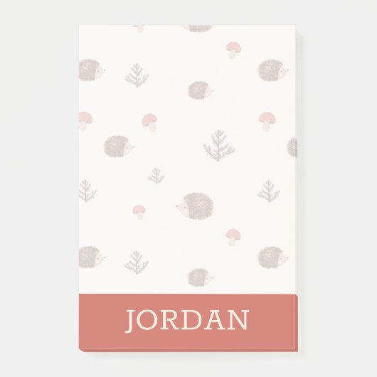 Cute Woodland Hedégel & Mushroom Pattern Post-it® Notes (Voorkant)