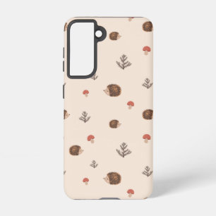 Cute Woodland Hedégel & Mushroom Pattern Samsung Galaxy Hoesje