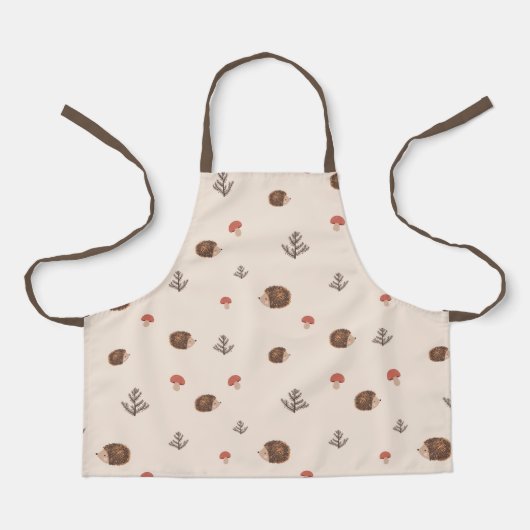 Cute Woodland Hedégel & Mushroom Pattern Schort (Voorkant)