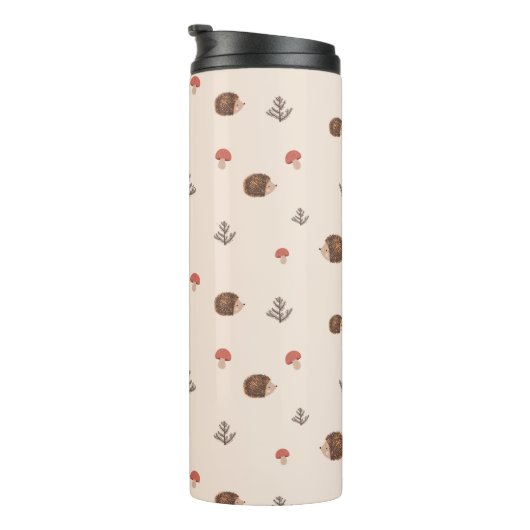 Cute Woodland Hedégel & Mushroom Pattern Thermosbeker (Geroteerd rechts)