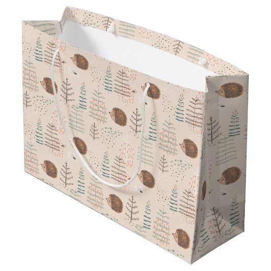 Cute Woodland Hedegel Pattern Groot Cadeauzakje (Achterkant Gekanteld)