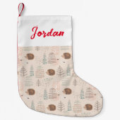 Cute Woodland Hedegel Pattern Kleine Kerstsok (Voorkant)