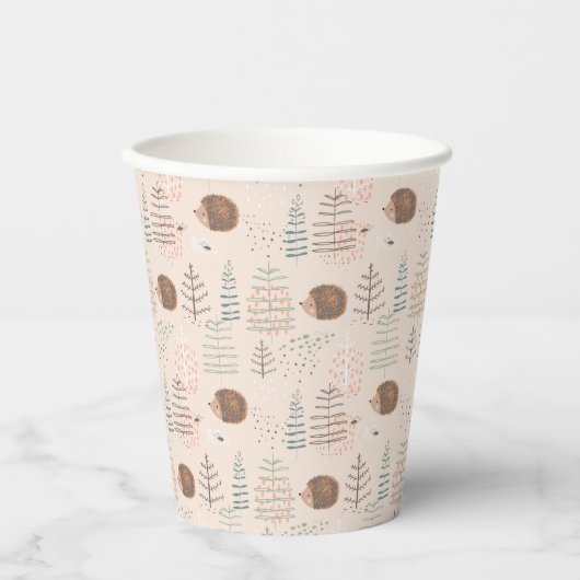 Cute Woodland Hedegel Pattern Papieren Bekers (Voorkant)